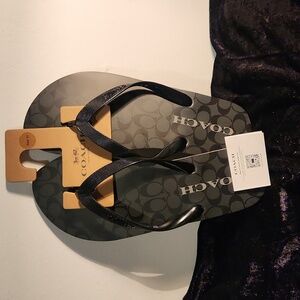 Coach Monogram Black Flip Flops